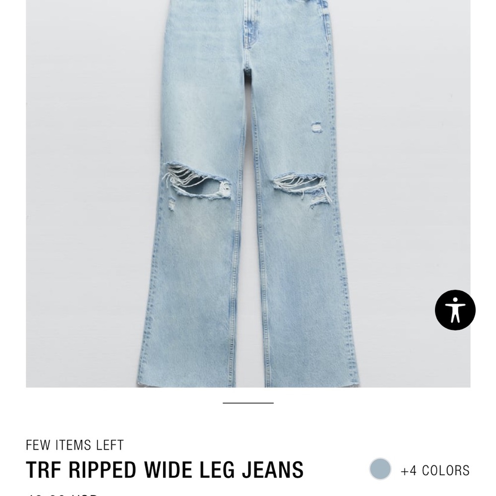 Zara ripped wide leg jeans